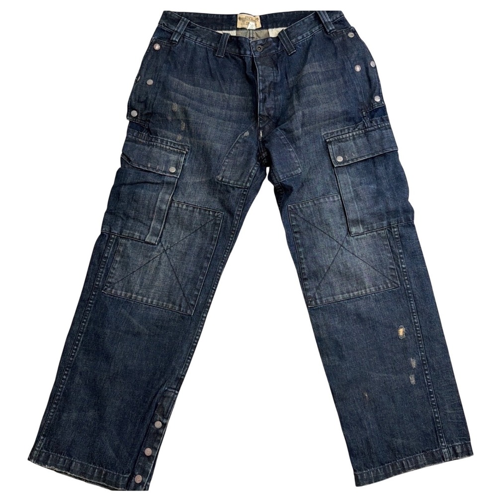 Double RL RRL Mens Cargo Jeans Dark Wash Utility Workwear Pants 36x31 E93-271M